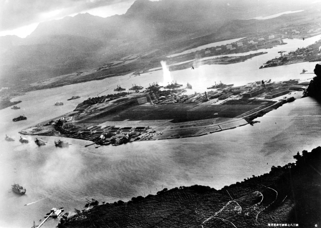 The beginning of Pearl Harbor attacks.